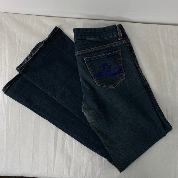 7 Seven  Women's Regular Boot cut Jeans Dark Blue Wash 31 - Picture 3 of 13